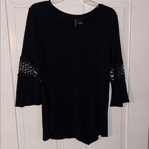 Women’s Blouse Black Large Bell Sleeves Lace Dark Romantic Fairy Whimsigoth